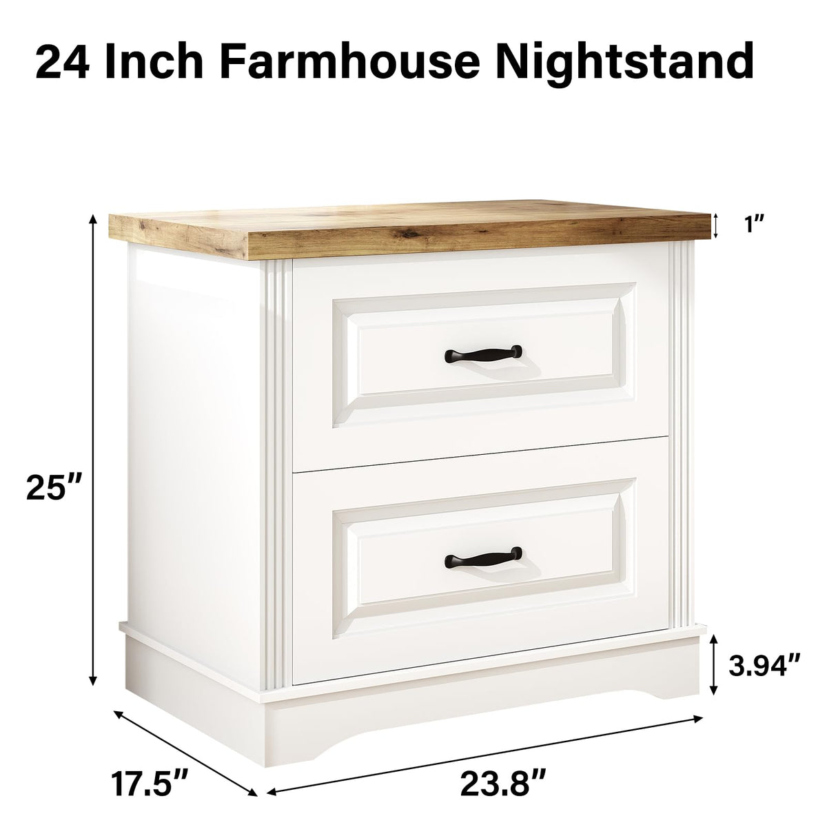 Farmhouse Nightstand with 2 Drawers