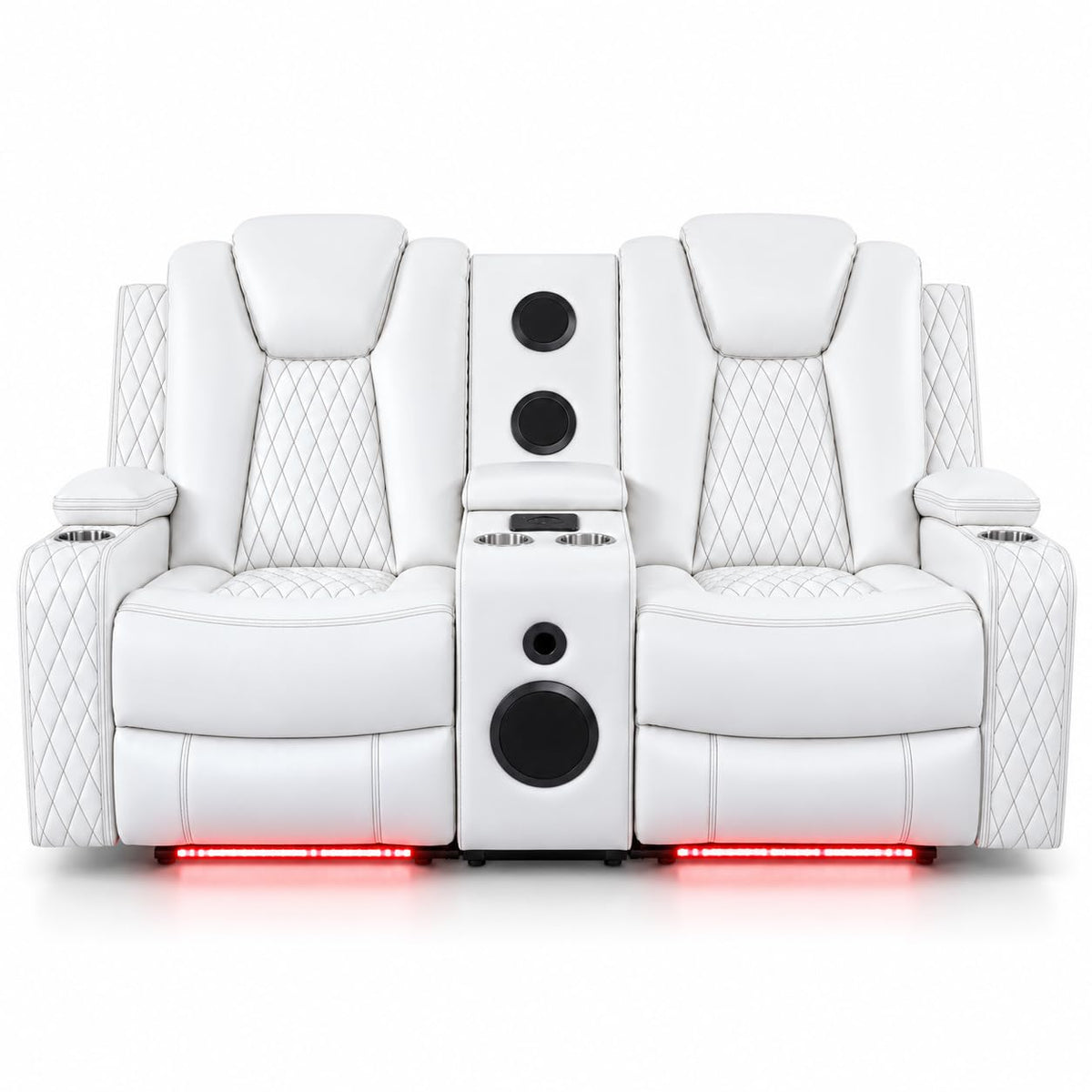 White Power Reclining Loveseat