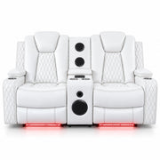 White Power Reclining Loveseat