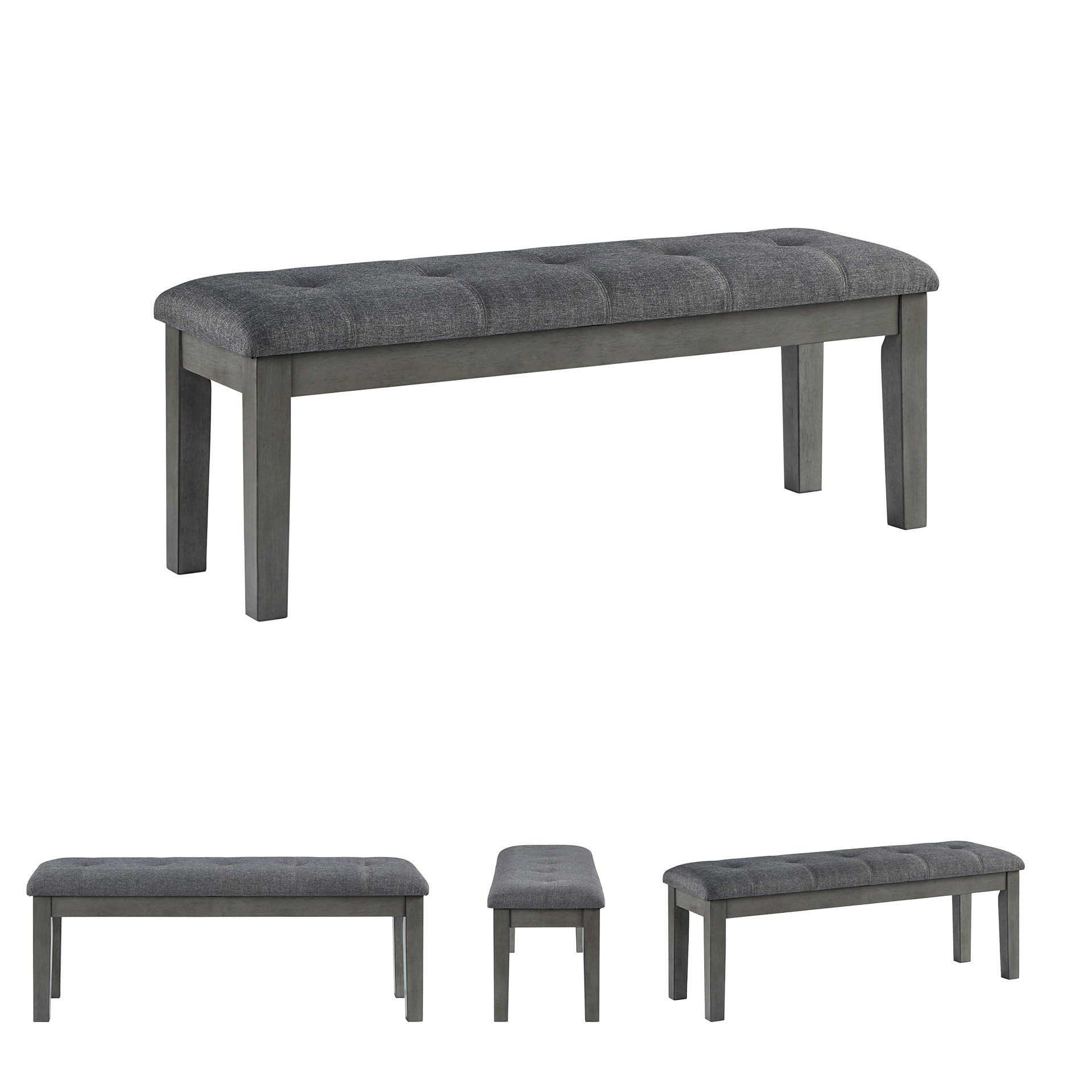 Signature Design by Ashley Hallanden Rustic Tufted Upholstered Dining Room Bench, Gray