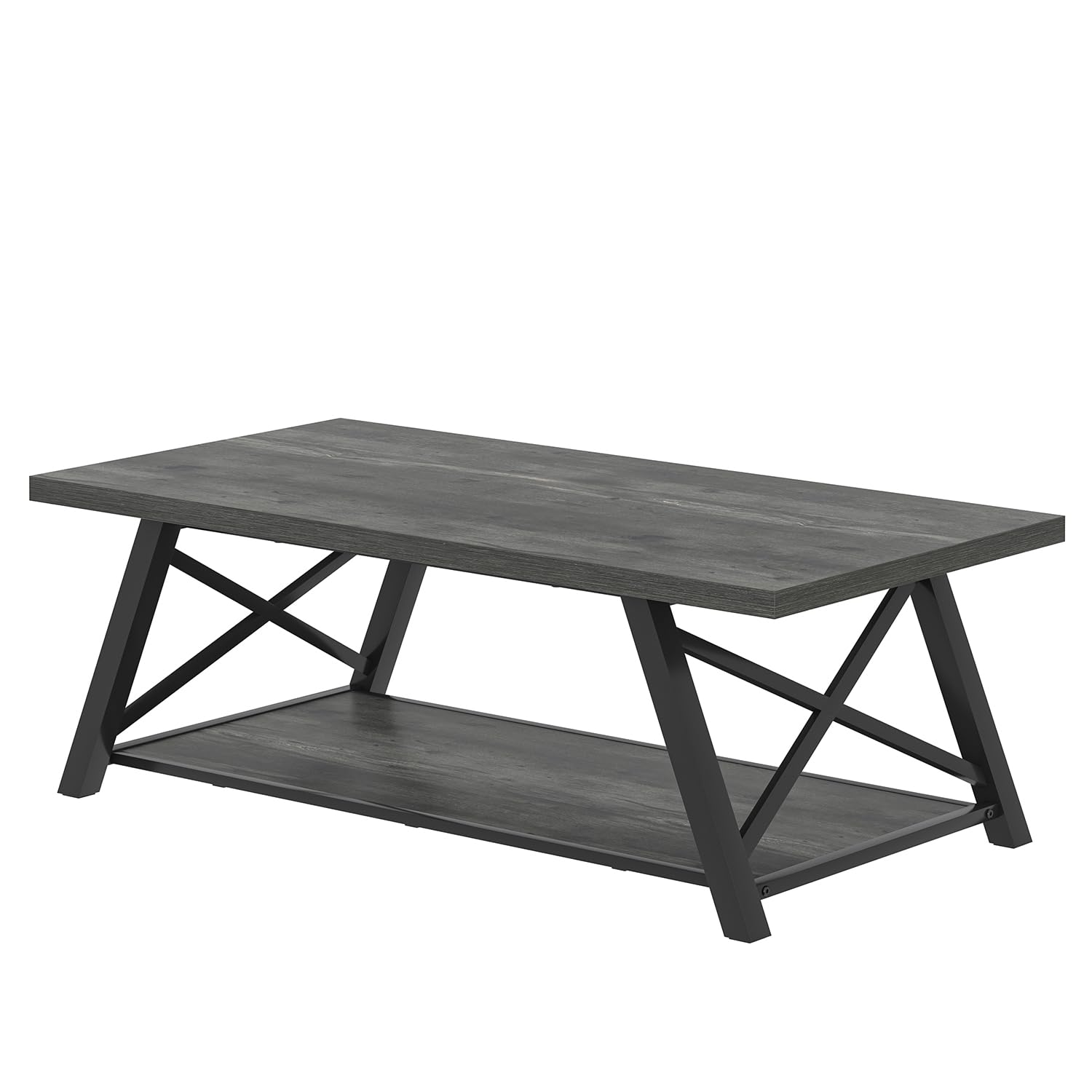 Industrial Coffee Table with Storage Shelf