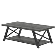 Industrial Coffee Table with Storage Shelf
