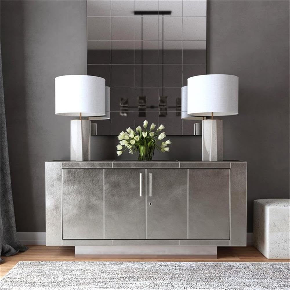 Butler Specialty Company Francois Silver Leather 70.5" Buffet Sideboard - Silver