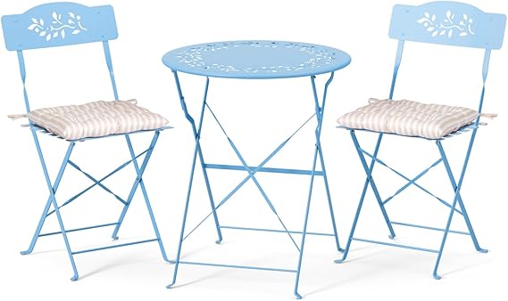 Outdoor Folding Bistro Set with Cushions – 3 Piece