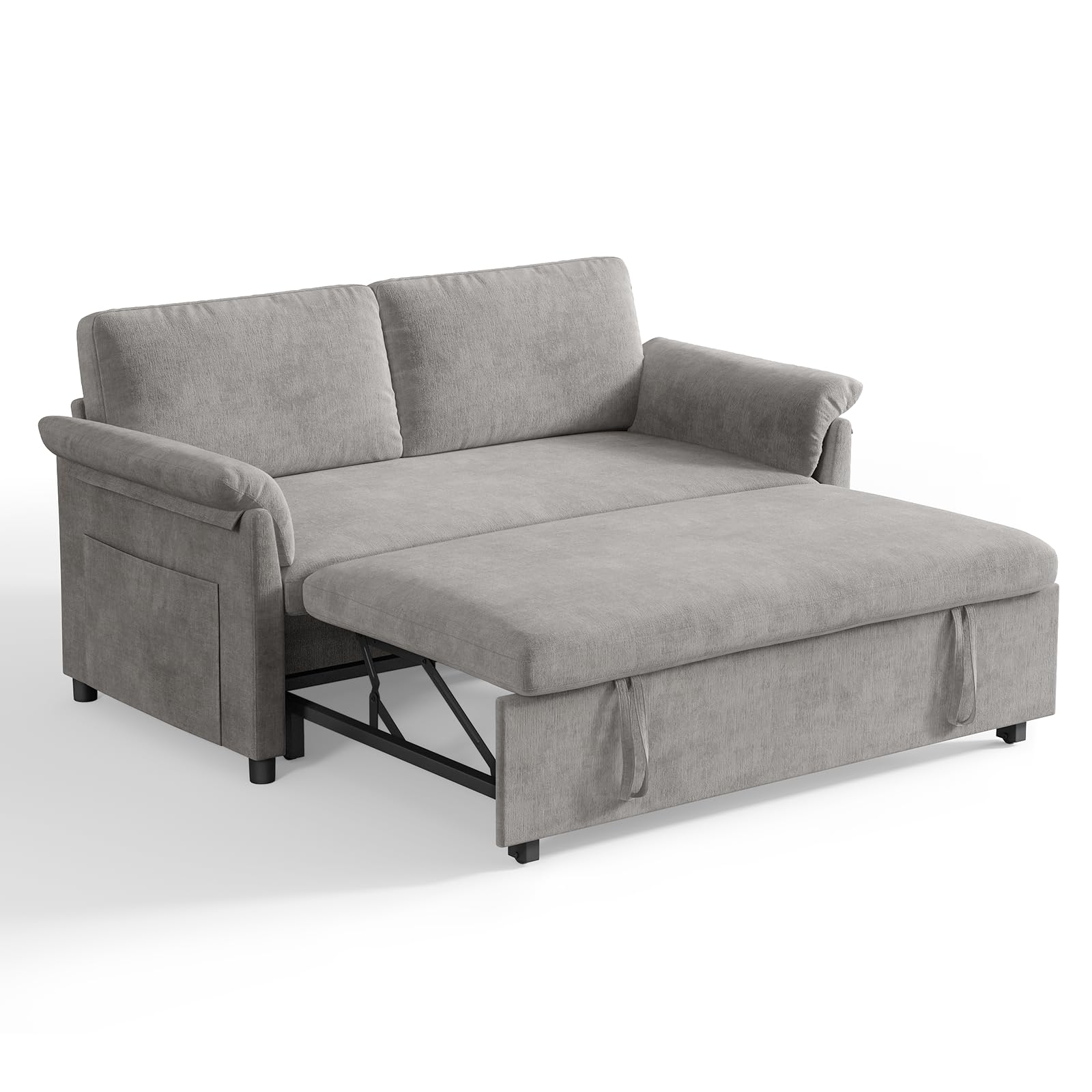 ONBRILL 3 in 1 Convertible Sleeper Sofa Bed,59 Inch Pull Out Couch,Chenille Fabric,Loveseat Sleeper Sofa for Living Room,Bedroom, and Small Space,Grey
