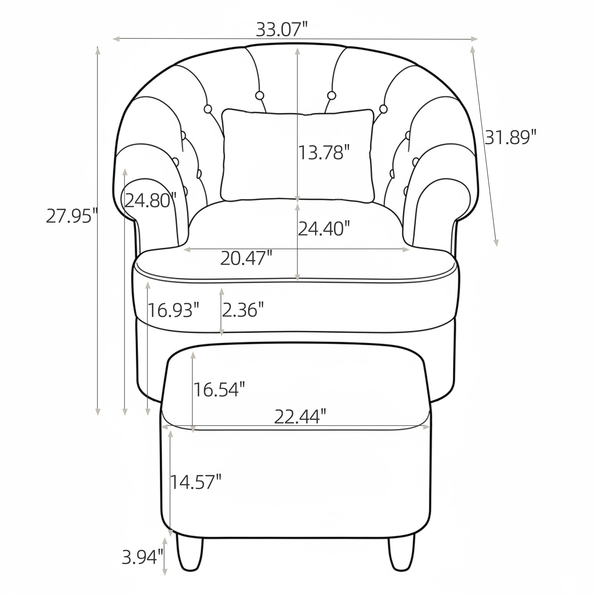 Swivel Barrel Accent Chair with Ottoman
