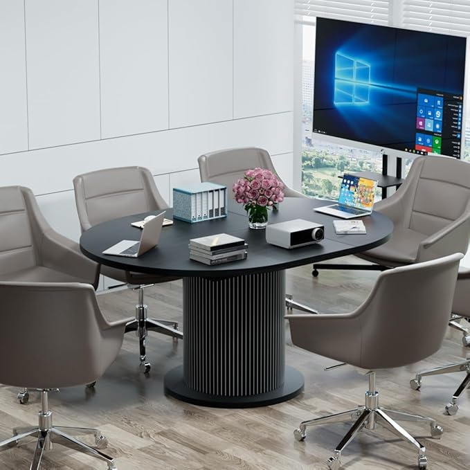 Adjustable Round Conference Table for 4–6 People