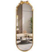 Oval Full Length Wall Mirror – Gold Beaded Frame