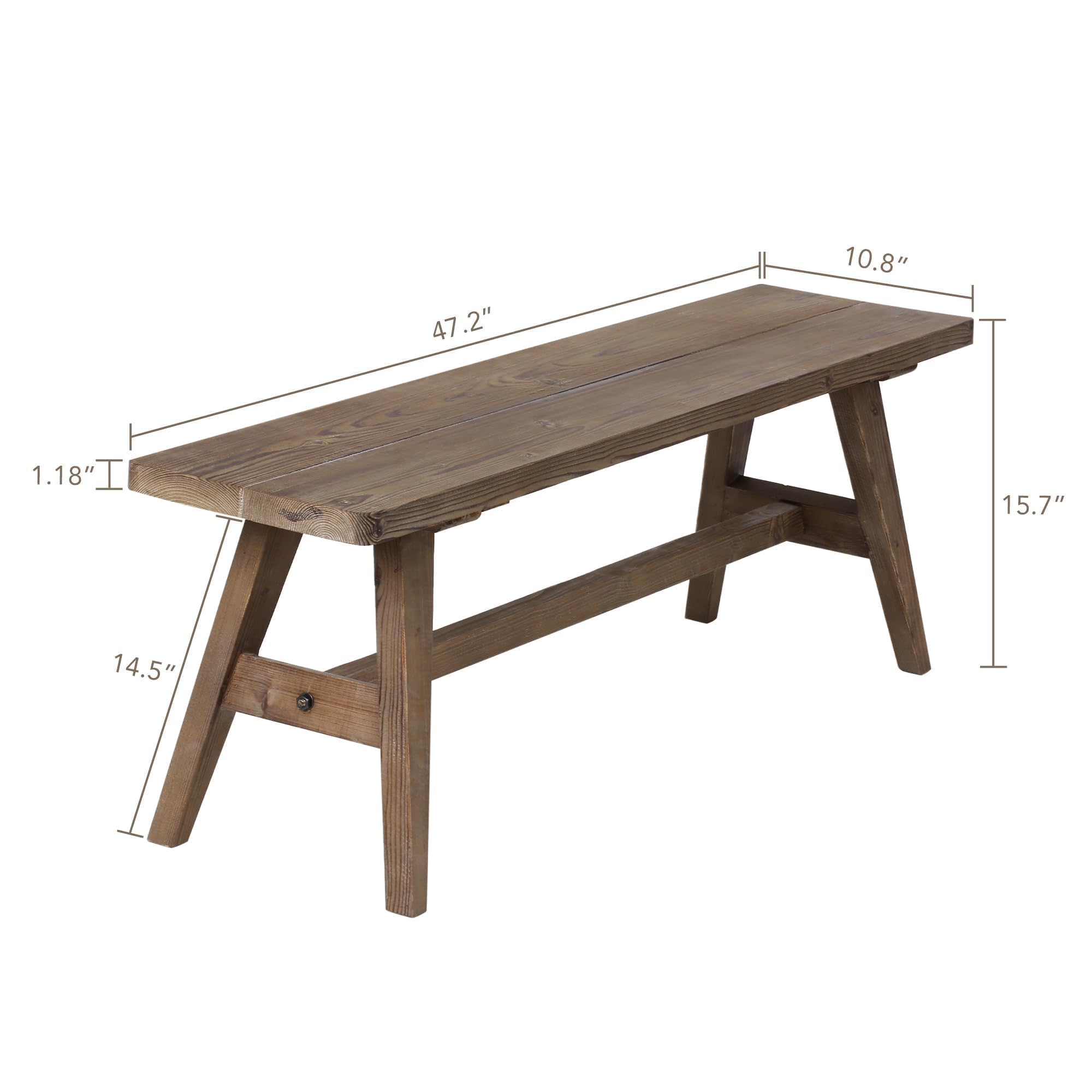 Farmhouse Wood Bench 47"