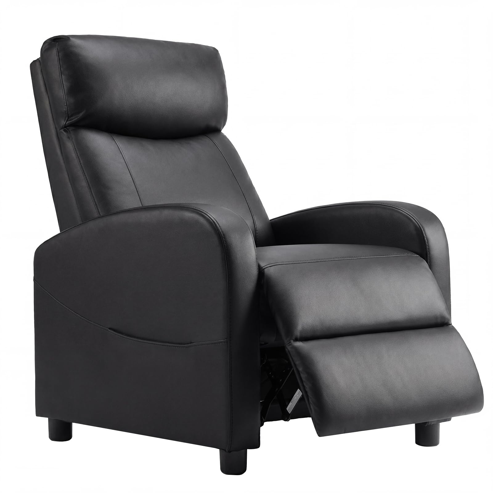 Sweetcrispy Recliner Chair PU Leather Recliner Sofa No Massage, Home Theater Seating with Lumbar Support, Adjustable Push Back Overstuffed High-Density Sponge Reclining for Living Room, Black