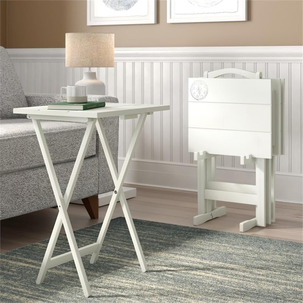 5-Piece Folding TV Tray Table Set with Stand – Light Gray