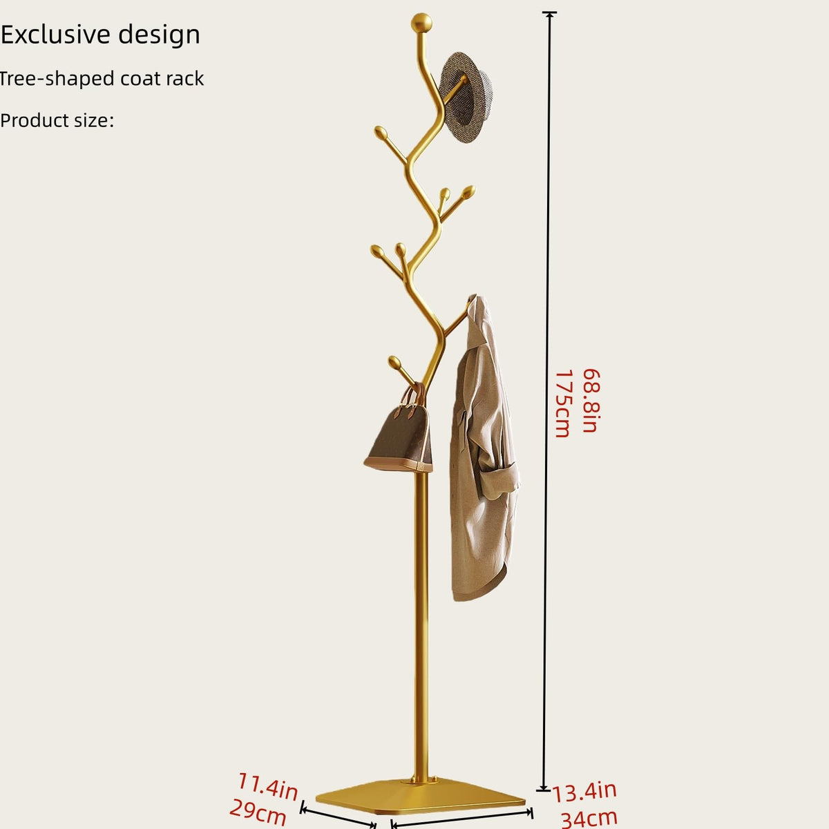 8-Hook Metal Freestanding Coat Rack