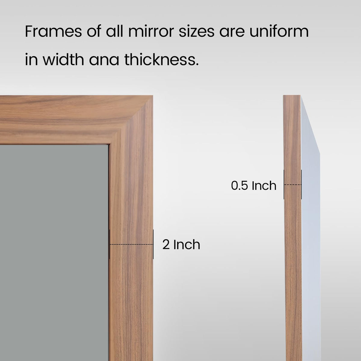 Walnut Wood-Grain Bathroom Mirror