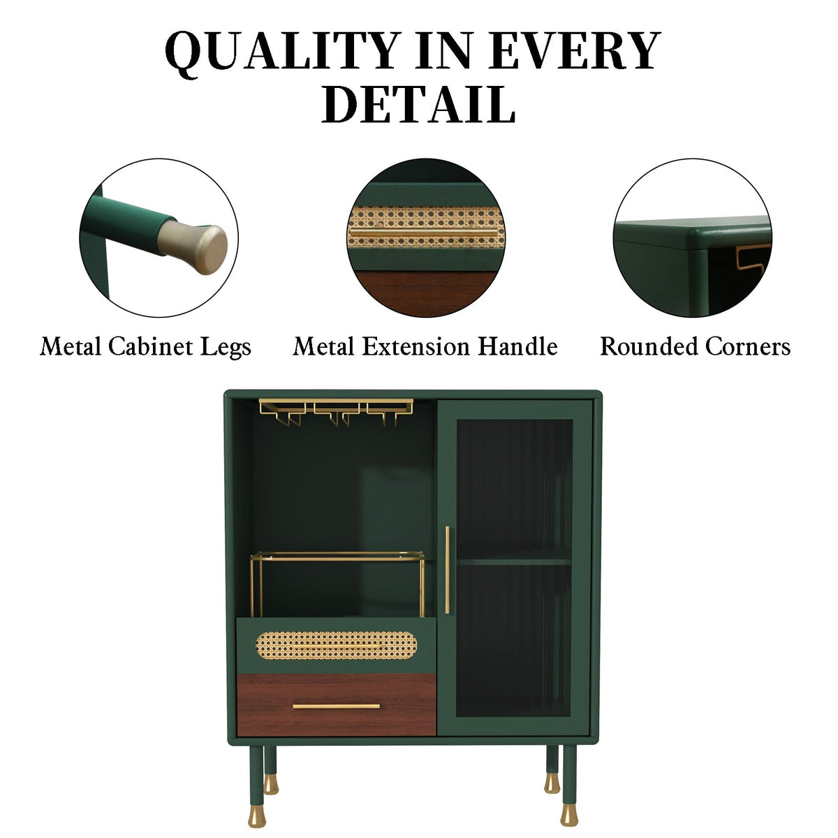 Green Wine Bar Cabinet