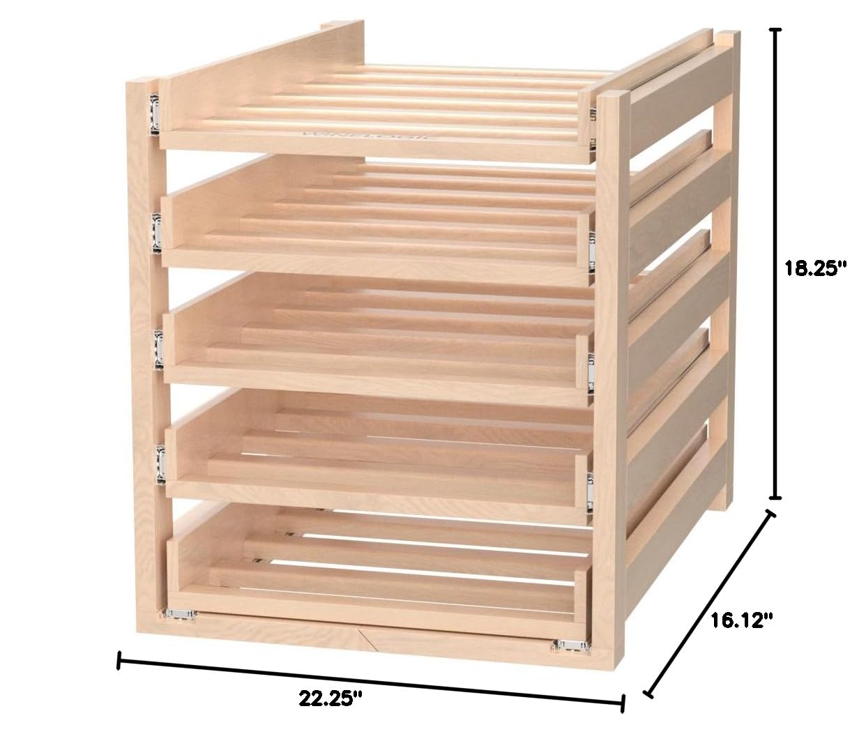 Wine Logic In-Cabinet Sliding Tray Wine Rack, 30-Bottle, Solid Maple Wood, Unstained with Clear Satin Lacquer Finish