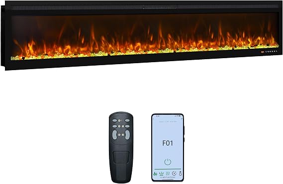 Wall Mount Electric Fireplace Insert with Heater