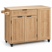 DeLutimia Rolling Kitchen Island Cart with Storage Wood Top Oak