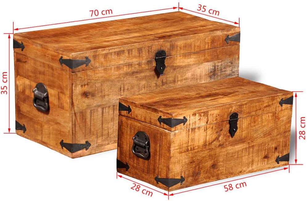Mango Wood Storage Chest Set of 2