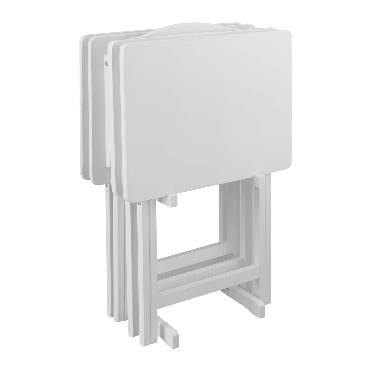 White Wood TV Tray Set