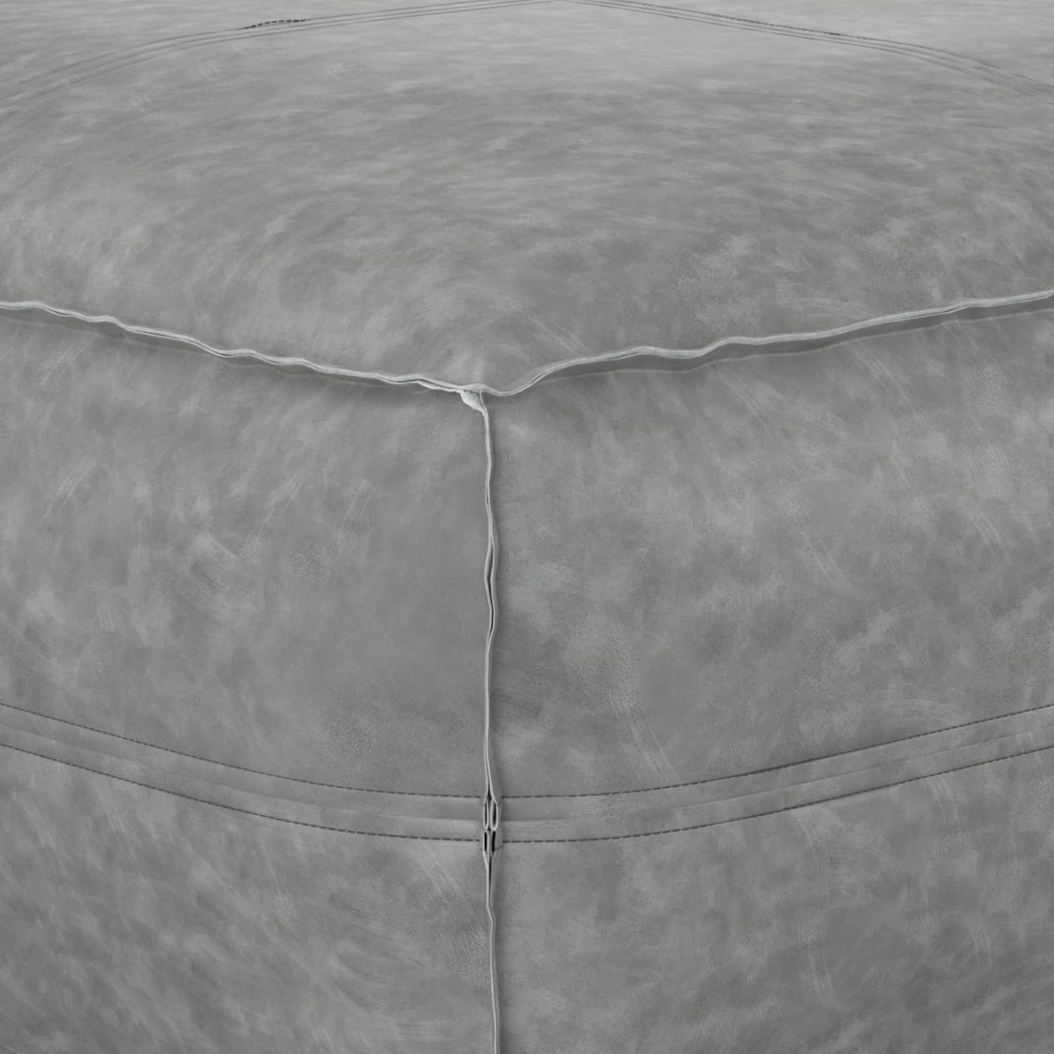 SIMPLIHOME Brody 30-inch Wide Large Square Coffee Table Pouf in Distressed Grey, Vegan Faux Leather Ottoman, Footrest, or Extra Seating for Living Room, Assembled