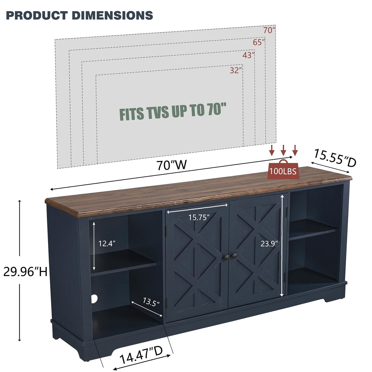 Farmhouse TV Stand with Storage