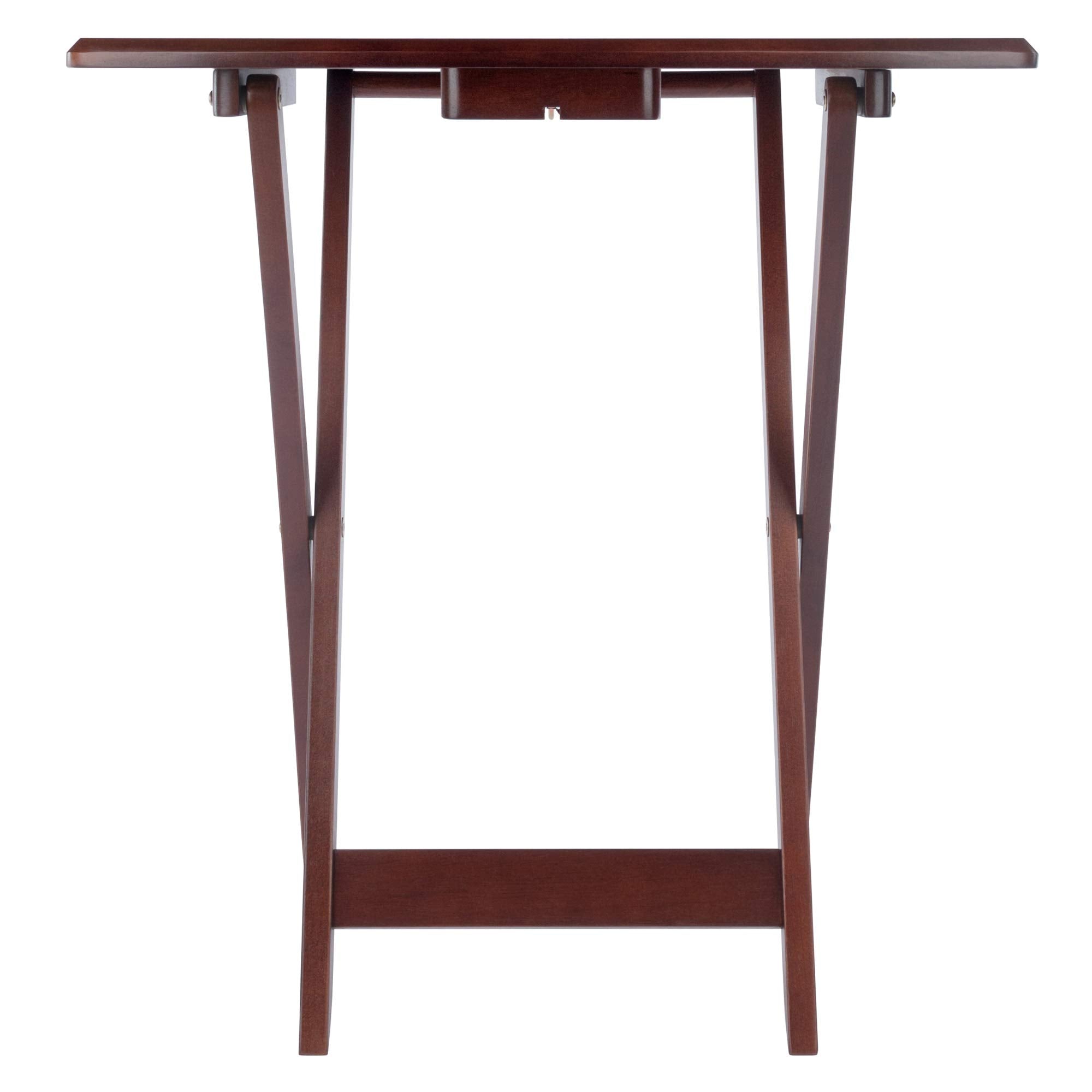 5-Piece Foldable Snack Table Set with Storage Rack – Walnut