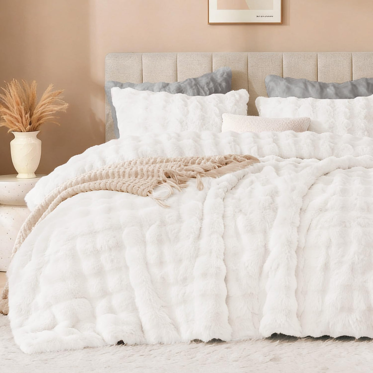 King Faux Fur Comforter Set