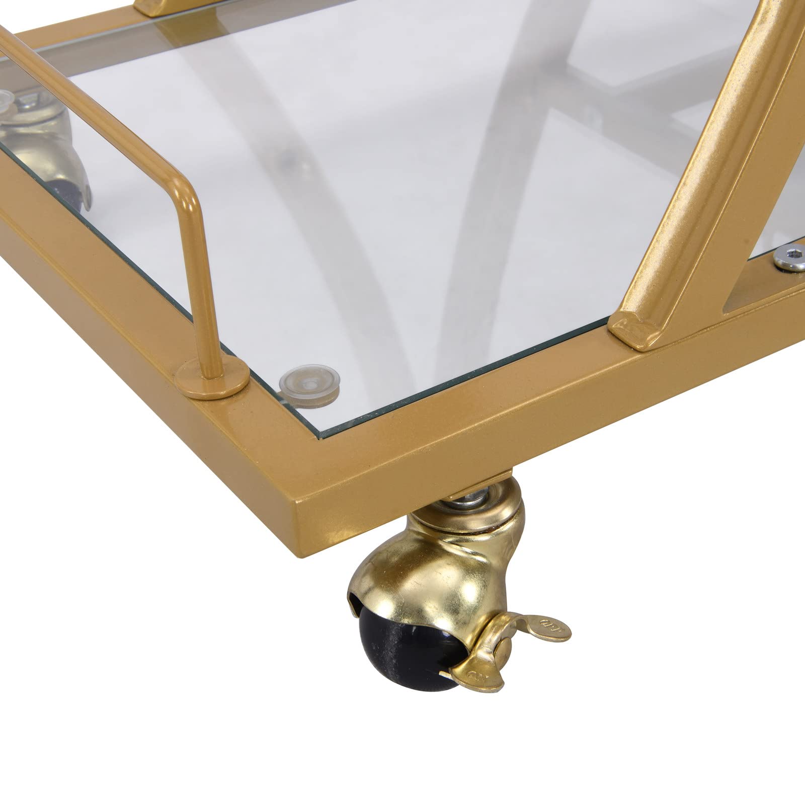 3-Tier Rolling Bar Cart with Glass Shelves