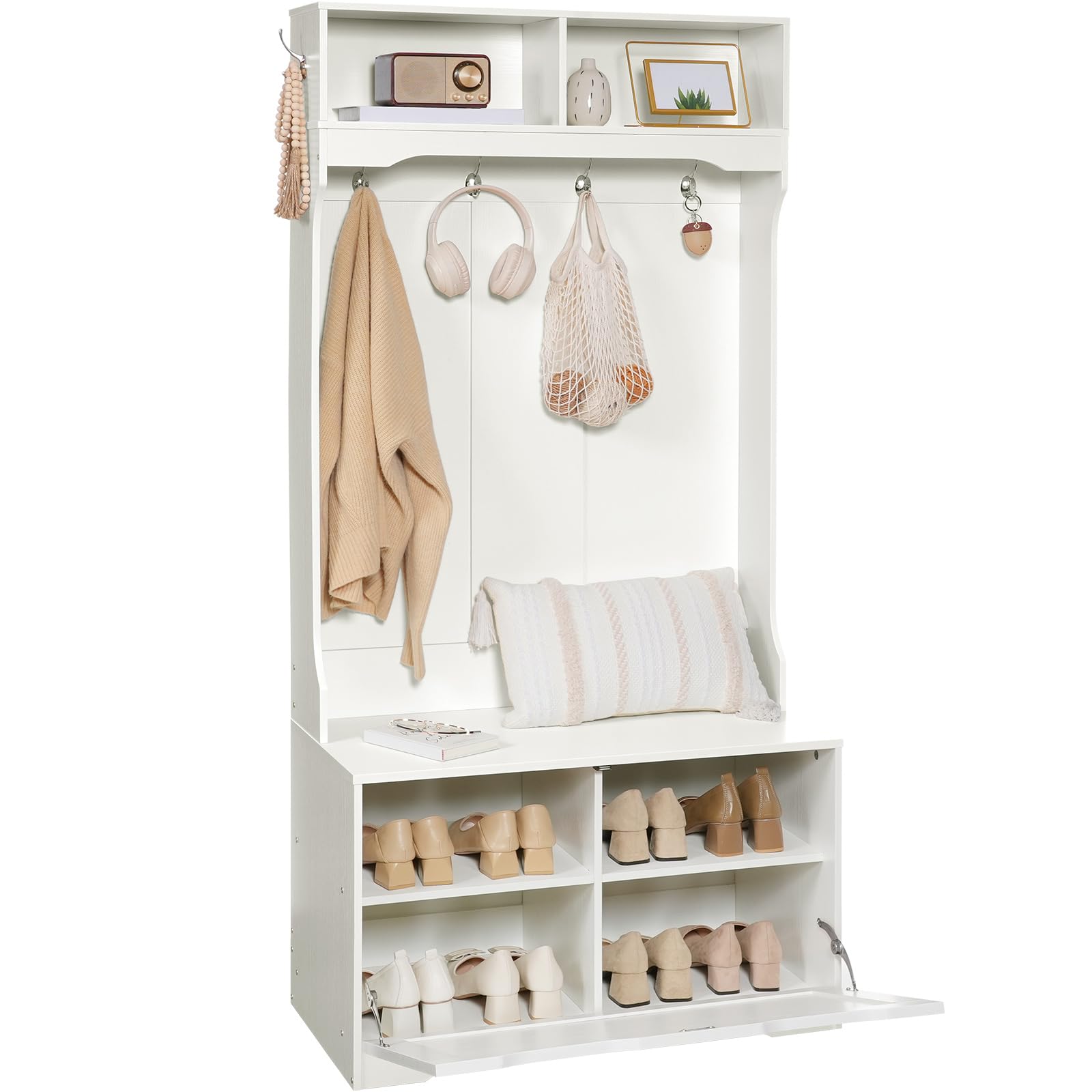 Hall Tree with Bench and Shoe Storage