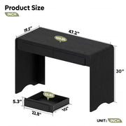 Bestier Computer Desk with 2 Drawers, 47 Inch Wood Home Office Desk, Small Writing Table with Curved Handles & Waterfall Rounded Edges, Cute Modern Desks for Bedroom Study Living Room, Black