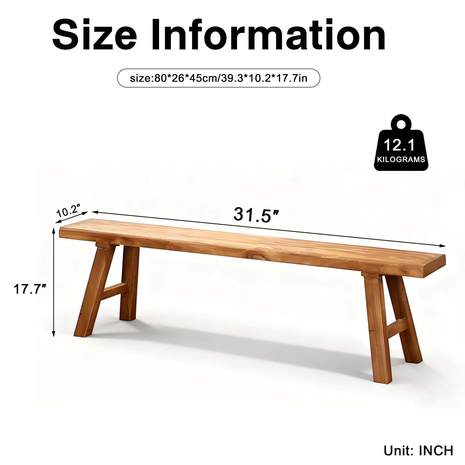 Solid Wood Farmhouse Entryway Bench