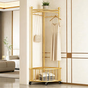 Gold Rolling Corner Coat Rack