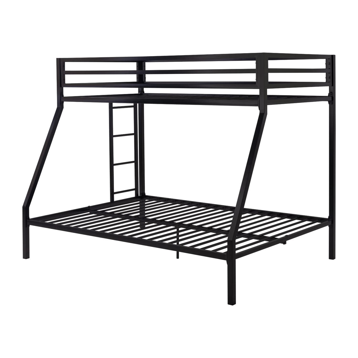 SHA CERLIN Bunk Bed Twin Over Full Size with Ladder and Guardrail,Black