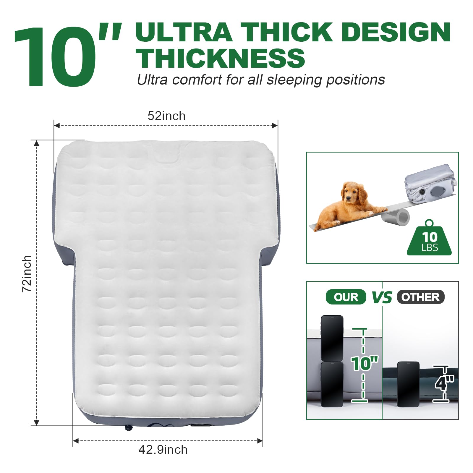 SUV Air Mattress for Jeep Wrangler with Wireless Air Pump