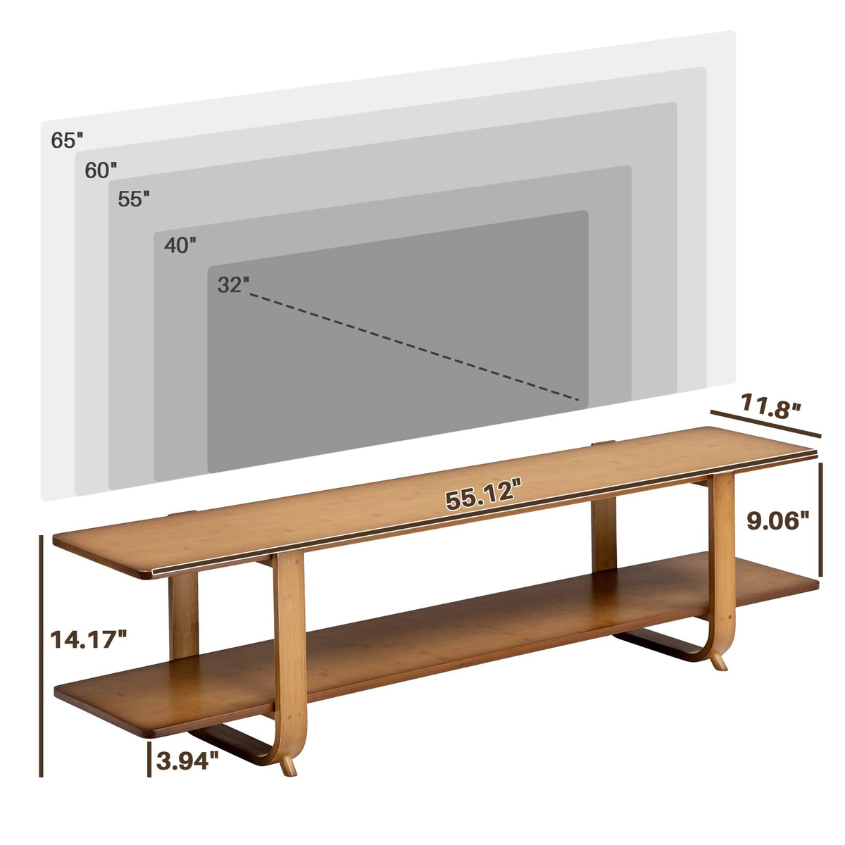 Bamboo TV Stand with Open Storage