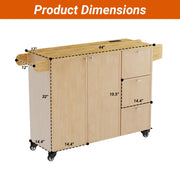 Kitchen Island with Storage, Rolling Kitchen Island on Wheels with Drawers and Doors, Mobile Kitchen Island with Towel Rack and Spice Rack, Wood Top Kitchen Cart with Power Outlet for Kitchen (Oak)