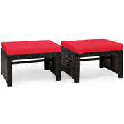 2-Piece Rattan Patio Ottoman Set