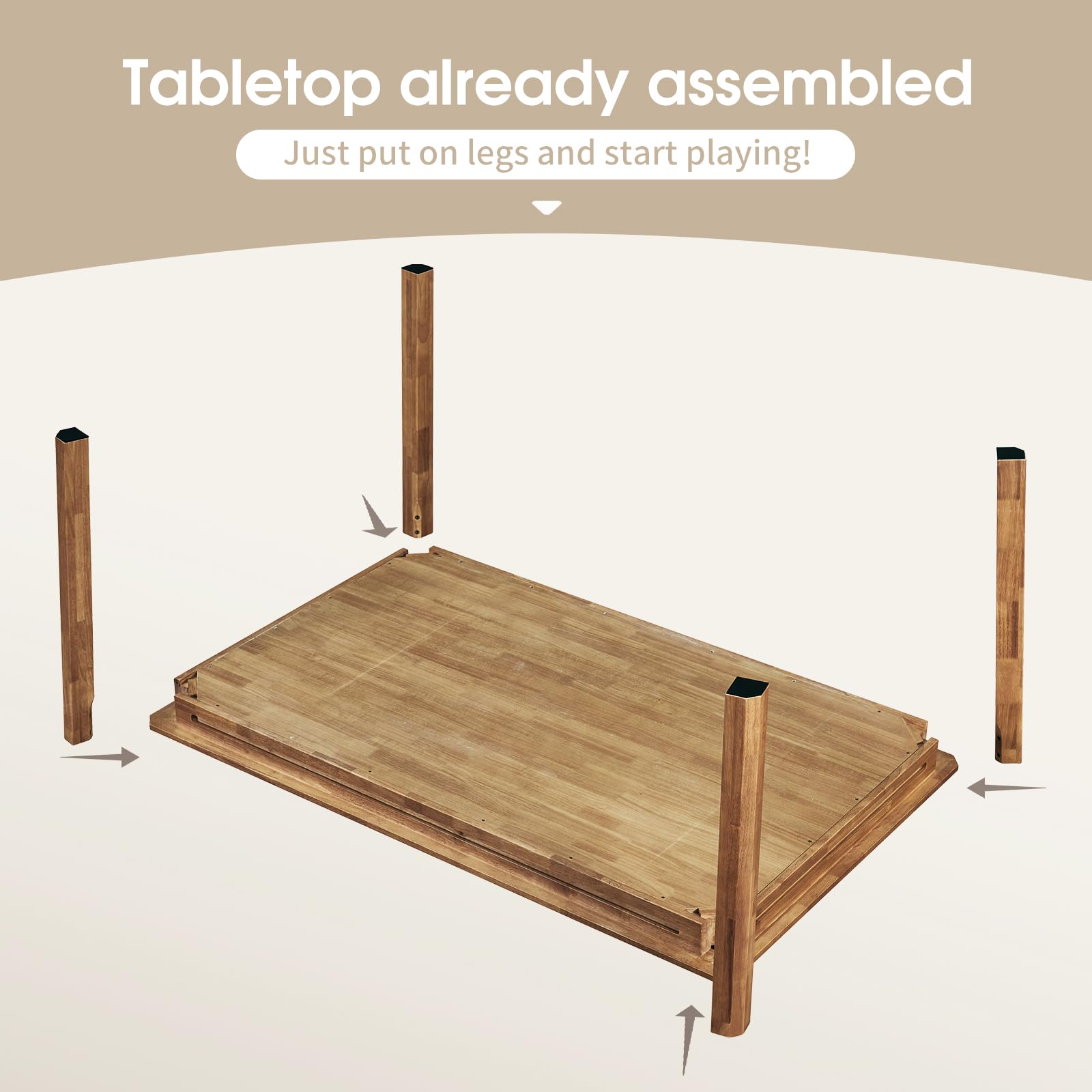 Board Game Table with Removable Table Top, Seats 4 to 6 Players with 57in x 33in Play Area, Includes Play Mat, Detachable Cup Holders and Dice Trays, Minimal Assembly Required