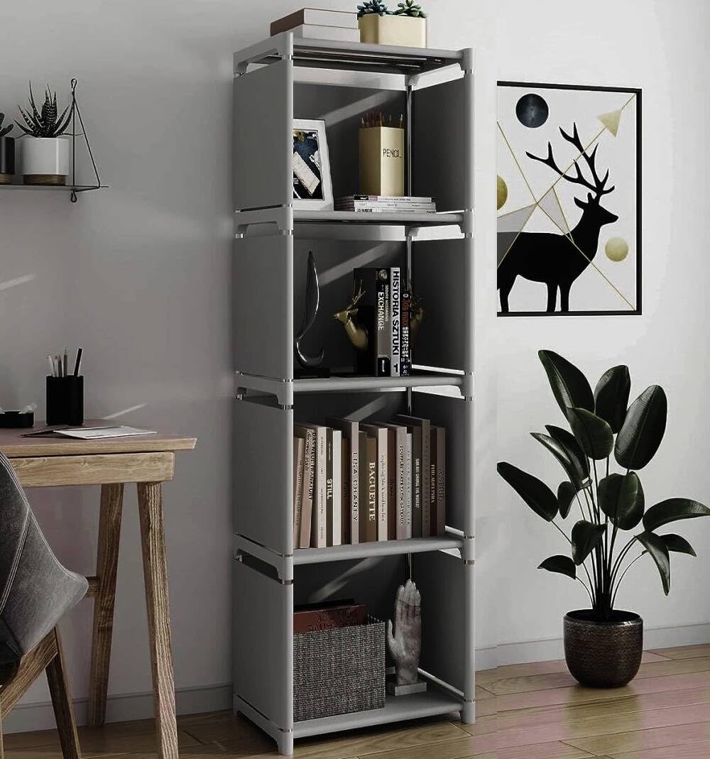 RIIPOO Storage Cubes Organizer Shelves, 4 Cube Bookcase Bookshelf for Bedroom Closet Small Spaces, Cube Storage Organizer Shelf for Kids Clothes Nursery