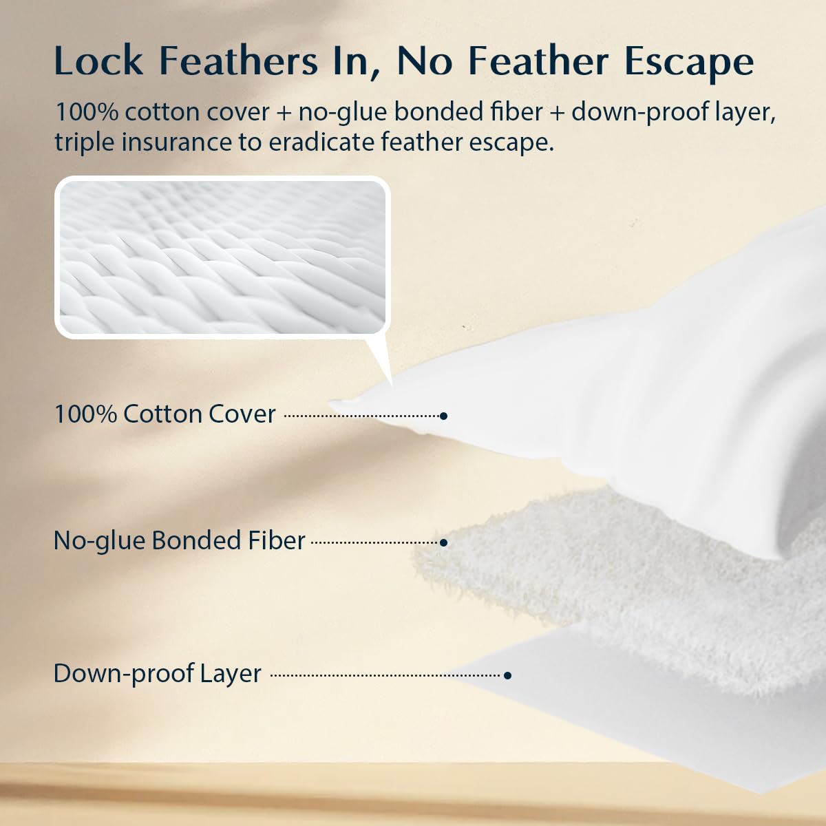 Pacific Coast Premium Goose Feather & Down Bed Pillows Standard Size 2-Pack, Hotel Quality Collection, Medium-Firm Pillow for Side & Back Sleepers