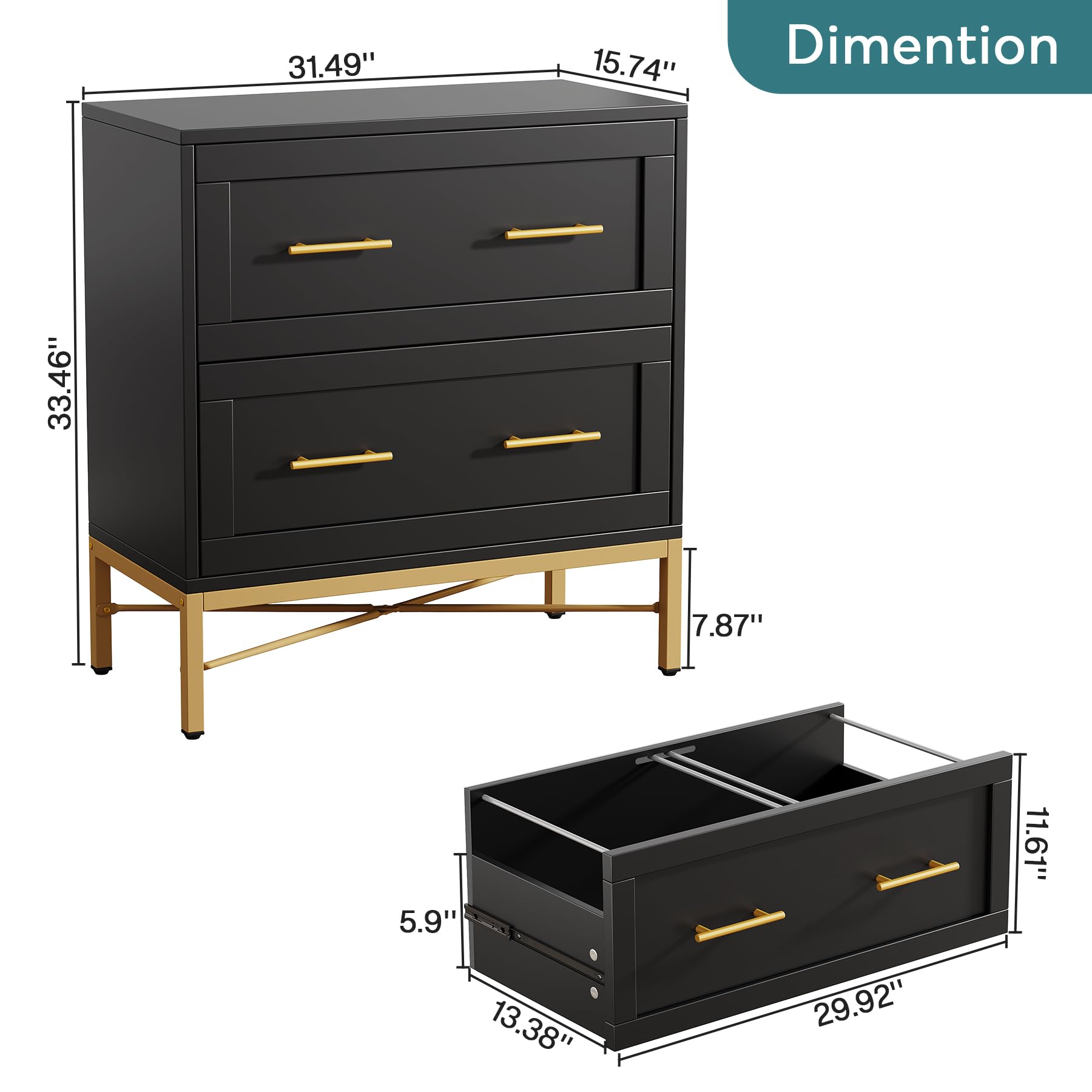 2-Drawer Lateral Filing Cabinet with Printer Stand