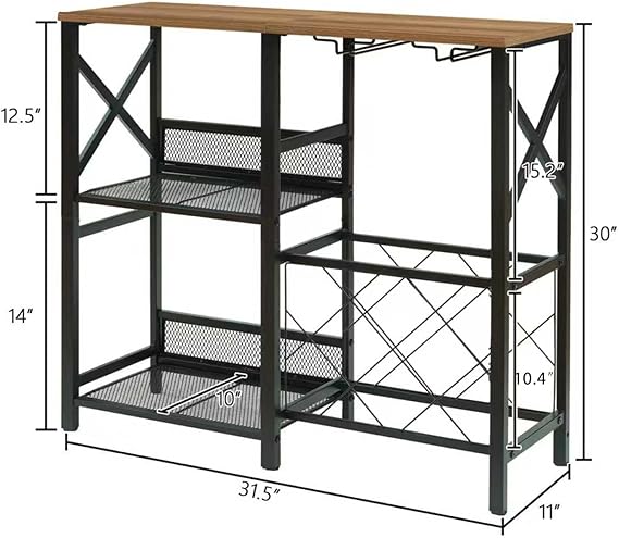 Freestanding Wine Bar Cabinet with Glass Holder