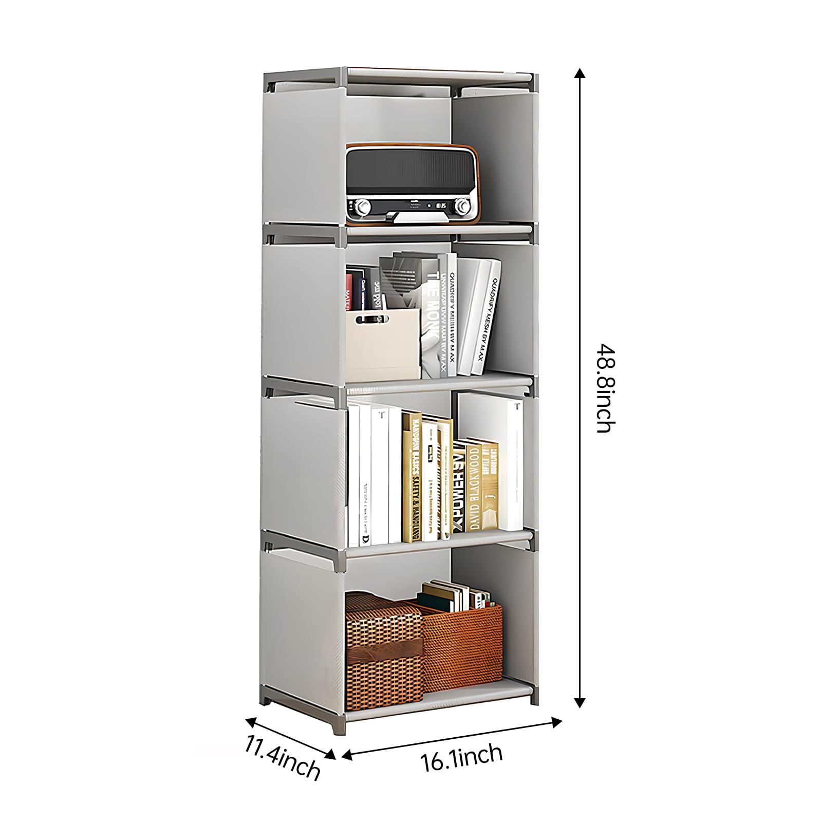 WEMAKMAK 4-Cube Storage Organizer Shelf – Tool-Free Assembly Cube Bookcase for Bedroom, Closet & Small Spaces, Bookshelf Organizer for Kids’ Clothes & Nursery