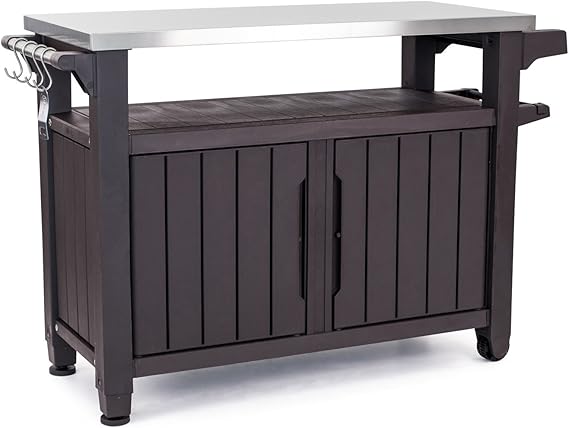 Outdoor Storage Table with Stainless Steel Top