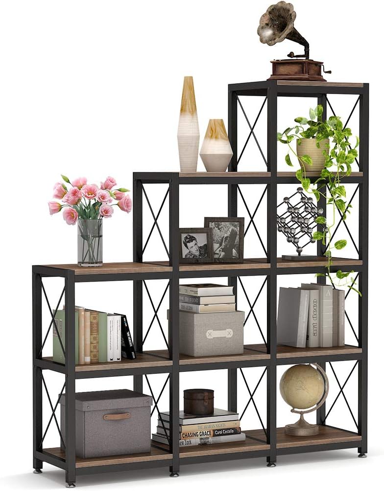 9-Cube Stepped Ladder Corner Bookcase