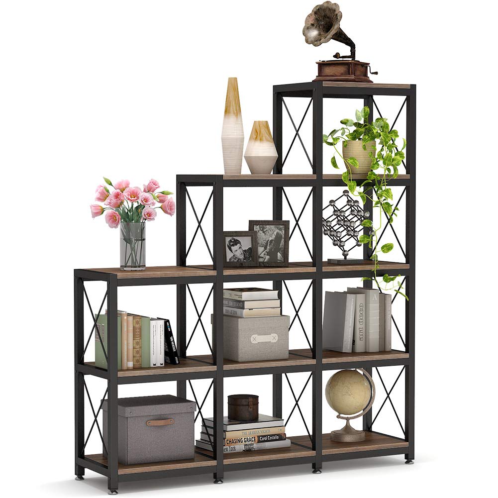 9-Cube Stepped Ladder Corner Bookcase