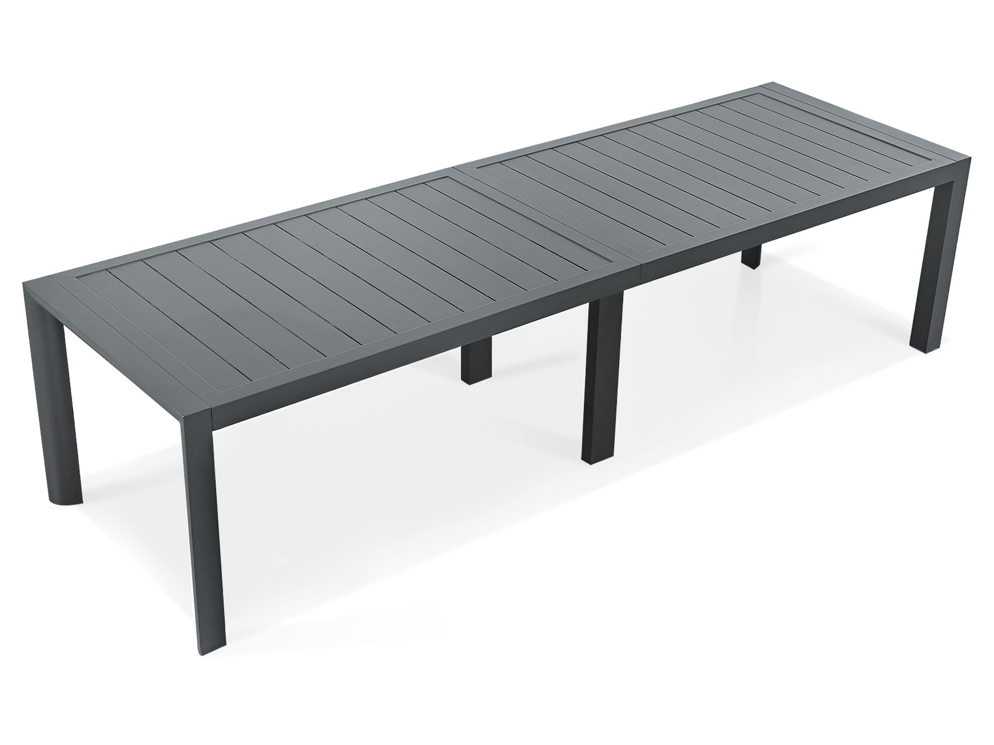 PURPLE LEAF Outdoor Dining Table 121" X 37" Slatted Tabletop Large Aluminum Rectangular Patio Dining Table for 10, Weather-Resistant Patio Table for Backyard Garden Lawn Porch Deck