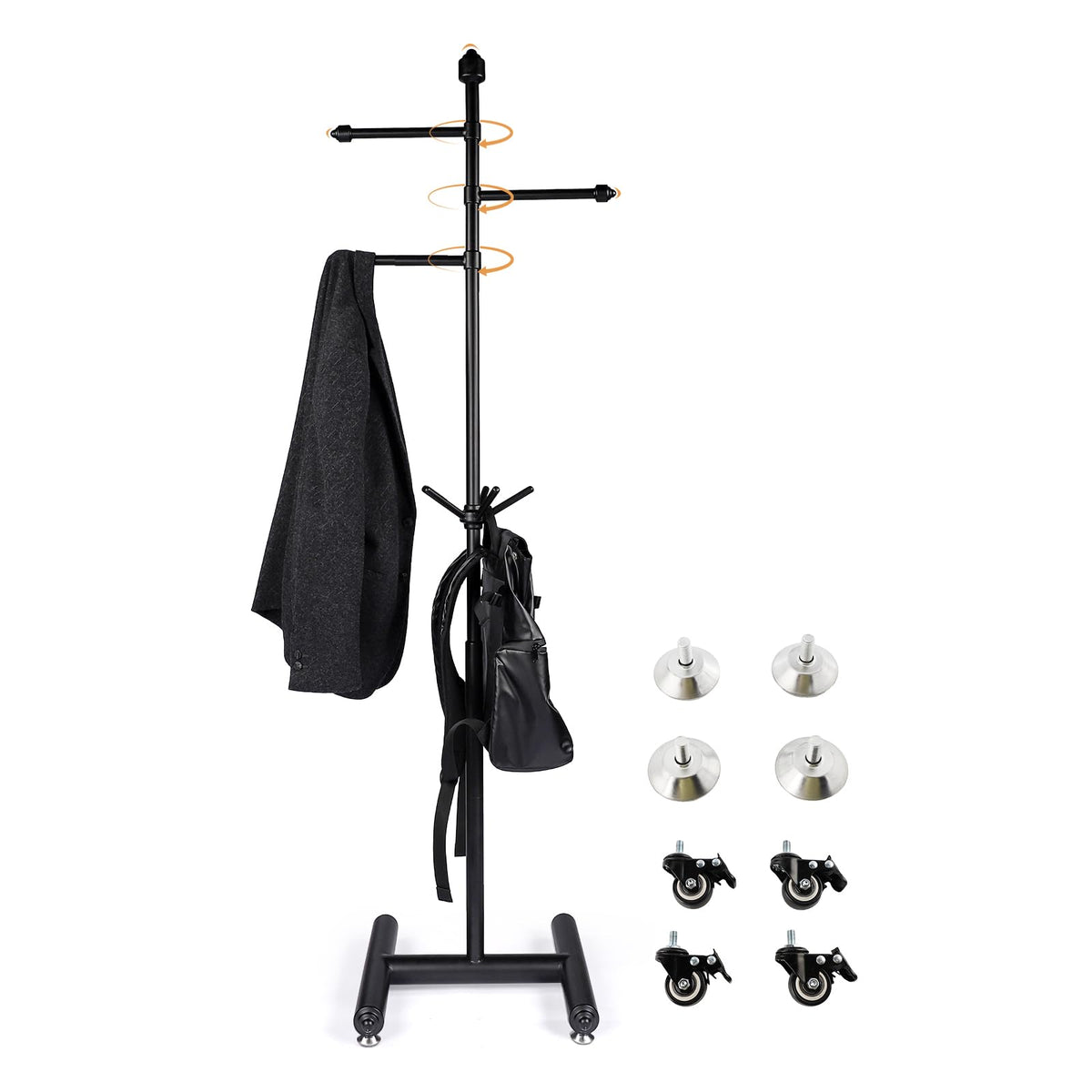 Adjustable Metal Coat Rack with Wheels