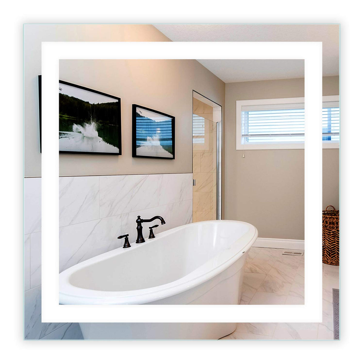 Mirrors & Marble Rectangle LED Vanity Mirror (36" x 36"), Front Lighted Modern Anti Fog Glass for Bathroom, Bedroom, Wall Mounting Home Décor Glass for Over Sink Bathroom, Entryway