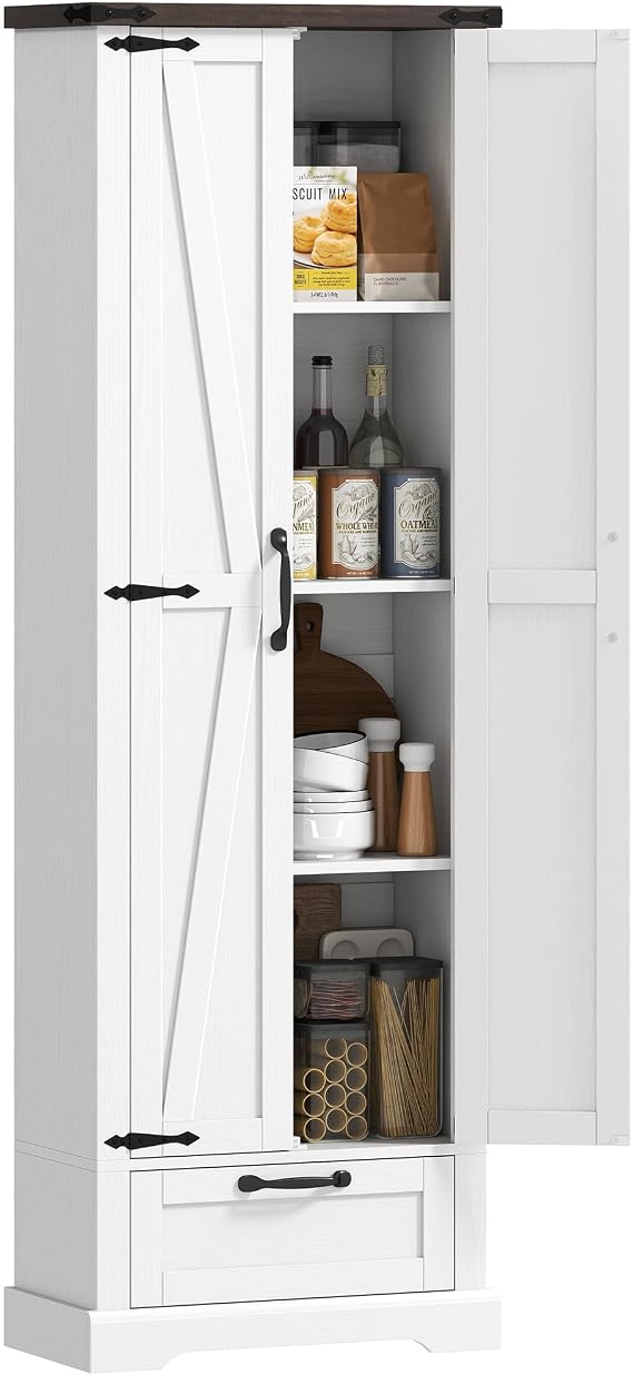 Tall Kitchen Pantry Cabinet with Barn Doors